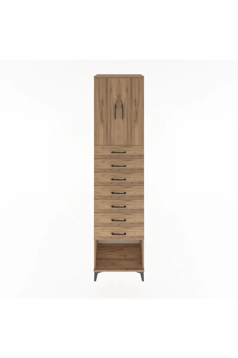 Hyperion Dolap 2 Raflı 7 Çekmeceli 2 Kapaklı 60x44x243