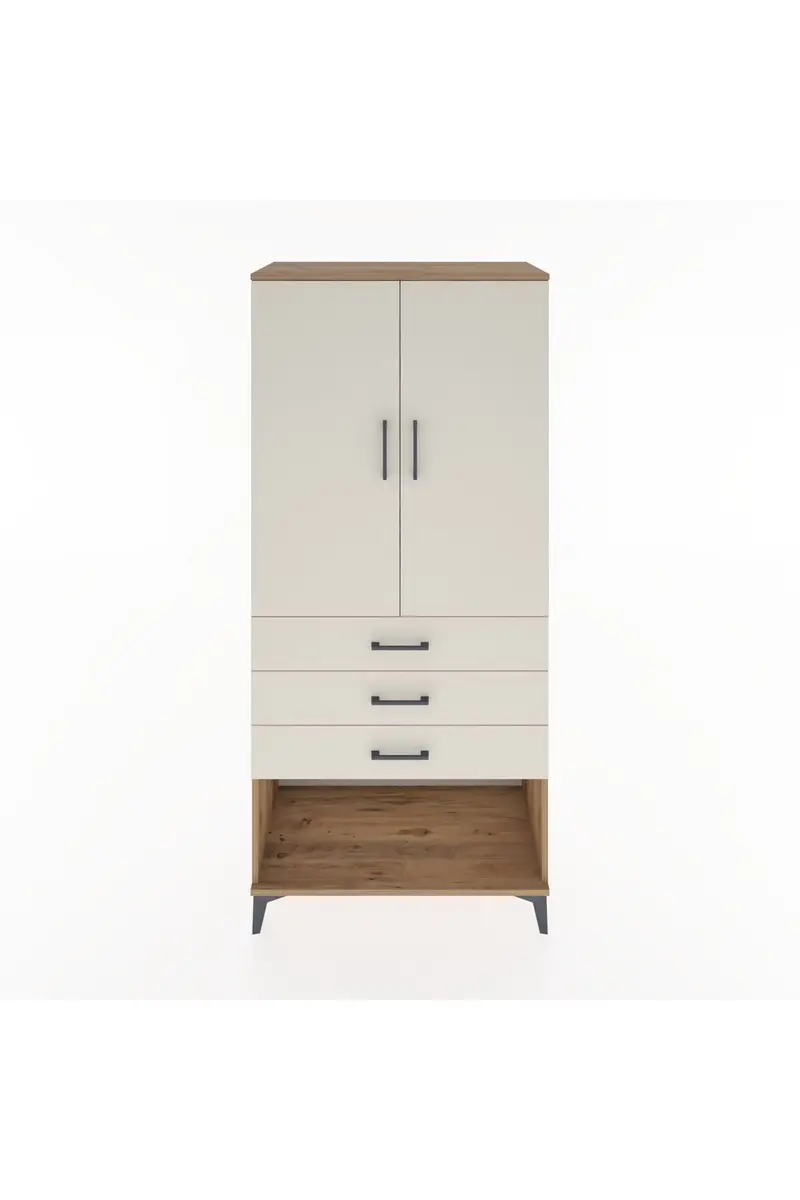 Hyperion Dolap 3 Raflı 3 Çekmeceli 2 Kapaklı 88x44x195