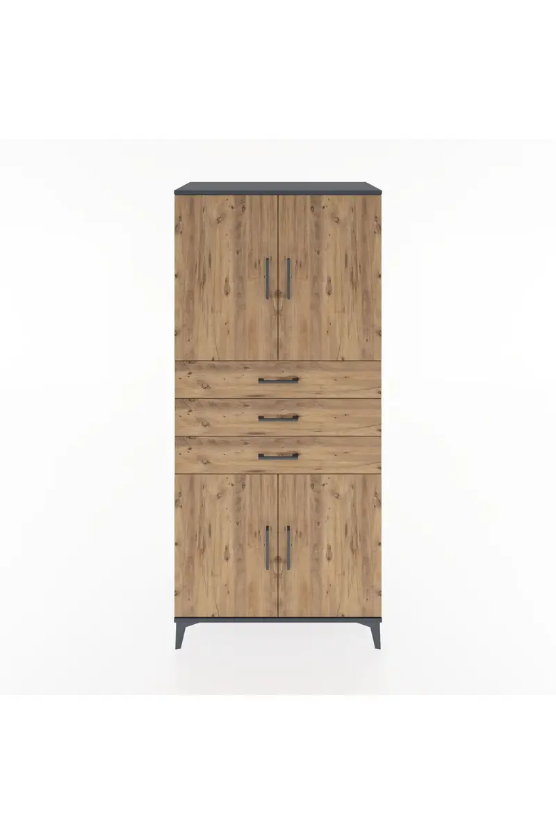 Hyperion Dolap 3 Raflı 3 Çekmeceli 4 Kapaklı 88x44x195