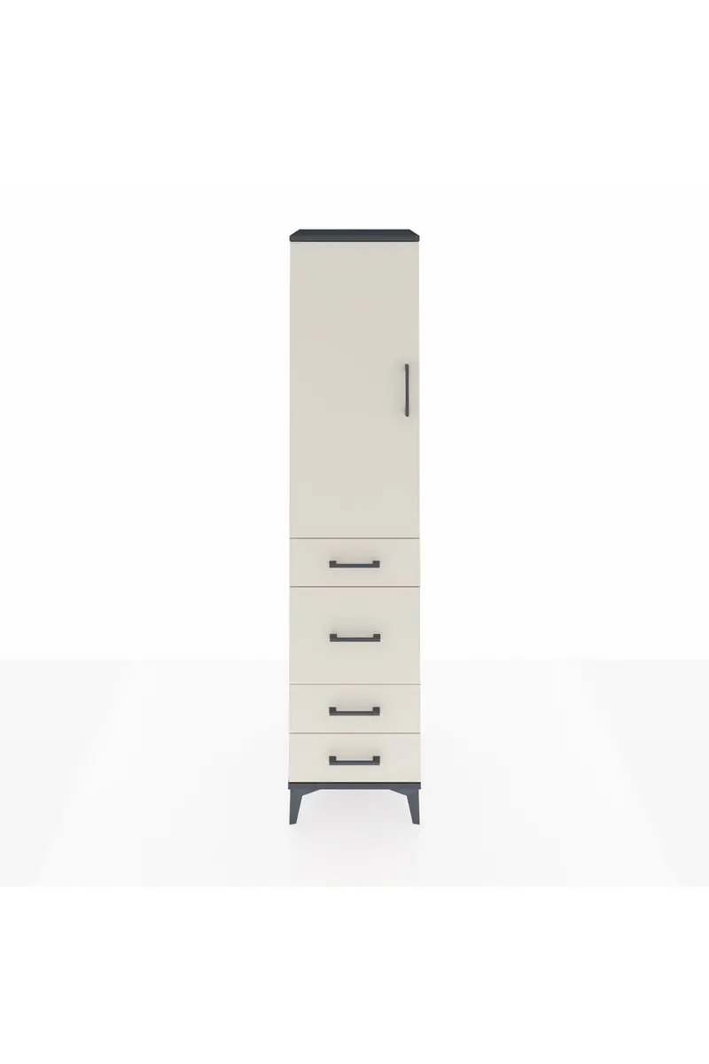 Hyperion Dolap 3 Raflı 4 Çekmeceli Tek Kapaklı 44x44x195