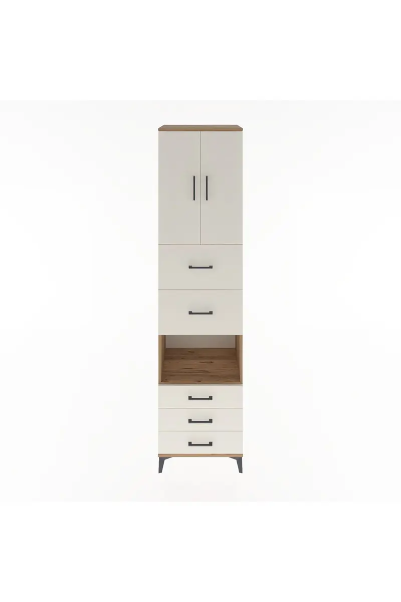 Hyperion Dolap 3 Raflı 5 Çekmeceli 2 Kapaklı 60x44x243