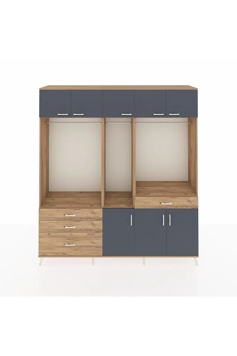 Hyperion Dolap 8 Raflı 4 Çekmeceli 3 Askılı 220x44x243