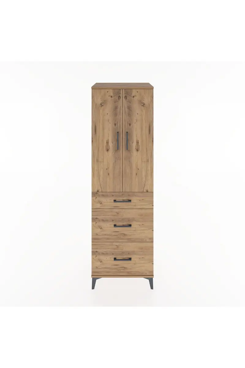 Hyperion Dolap Tek Raflı 3 Çekmeceli Tek Askılı 60x44x195