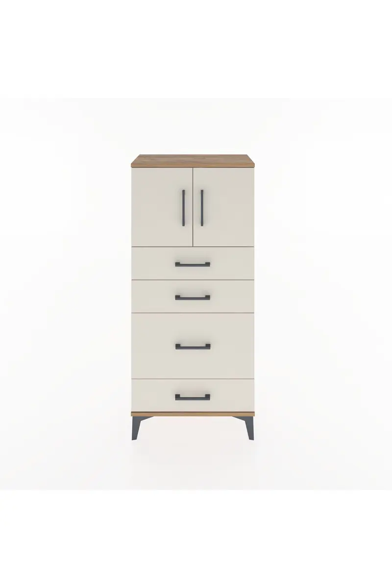 Hyperion Dolap Tek Raflı 4 Çekmeceli 2 Kapaklı 60x44x134