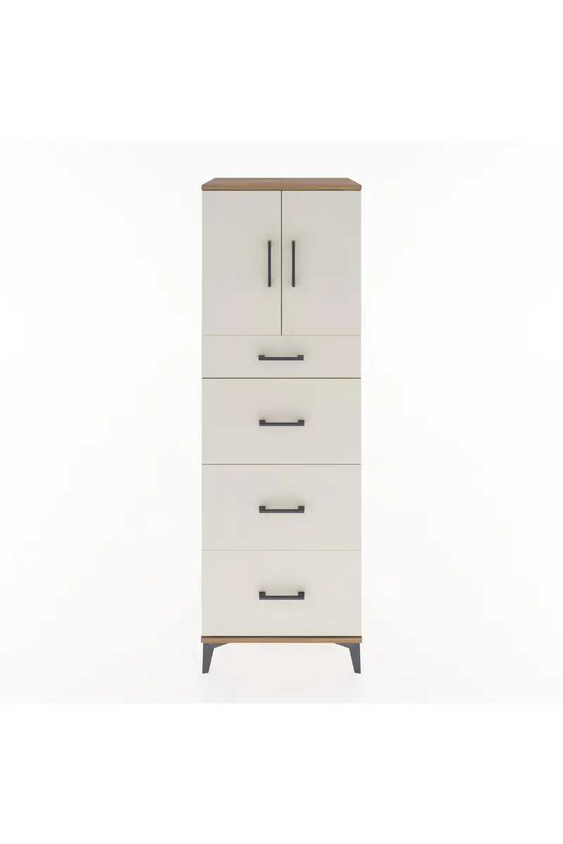 Hyperion Dolap Tek Raflı 4 Çekmeceli 2 Kapaklı 60x44x182