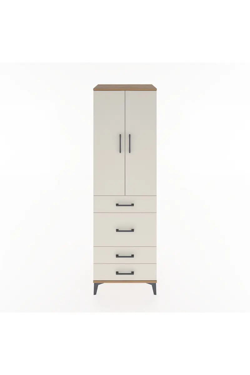 Hyperion Dolap Tek Raflı 4 Çekmeceli Tek Askılı 60x44x195