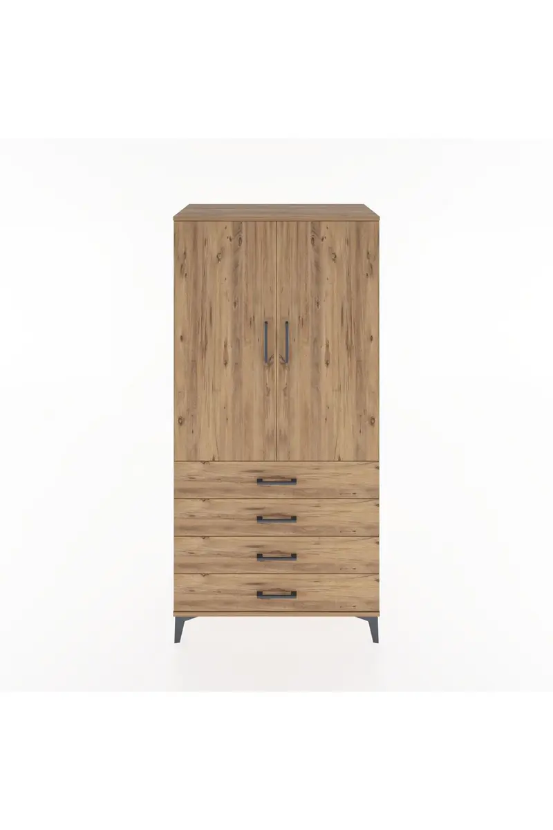 Hyperion Dolap Tek Raflı 4 Çekmeceli Tek Askılı 88x44x182