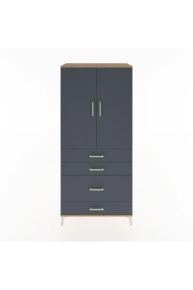 Hyperion Dolap Tek Raflı 4 Çekmeceli Tek Askılı 88x44x195