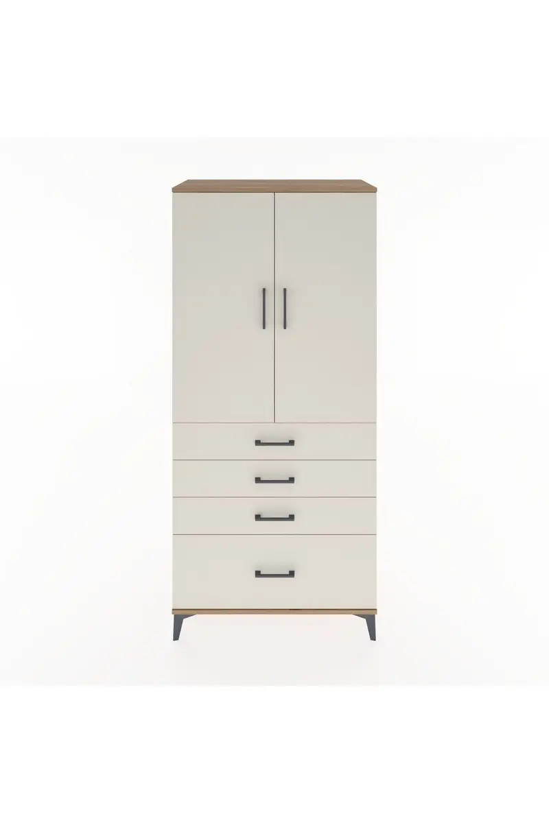 Hyperion Dolap Tek Raflı 4 Çekmeceli Tek Askılı 88x44x195