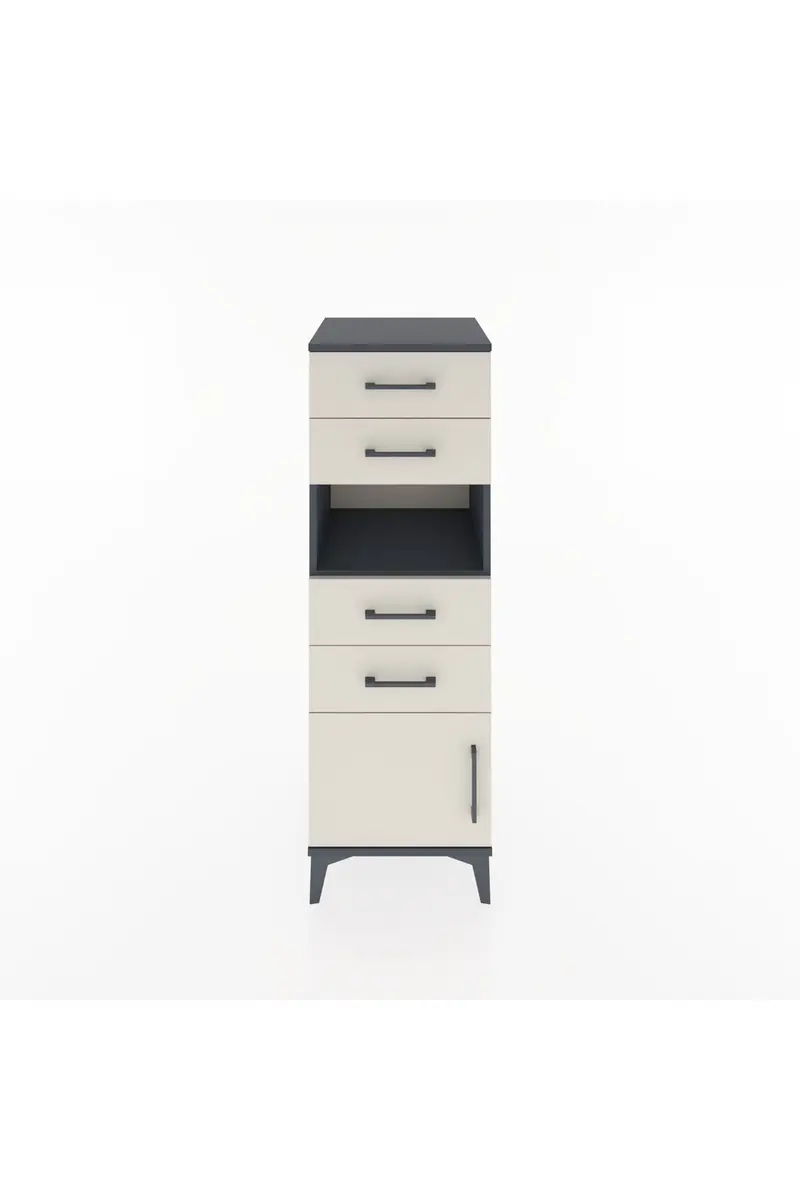 Hyperion Dolap Tek Raflı 4 Çekmeceli Tek Kapaklı 44x44x134