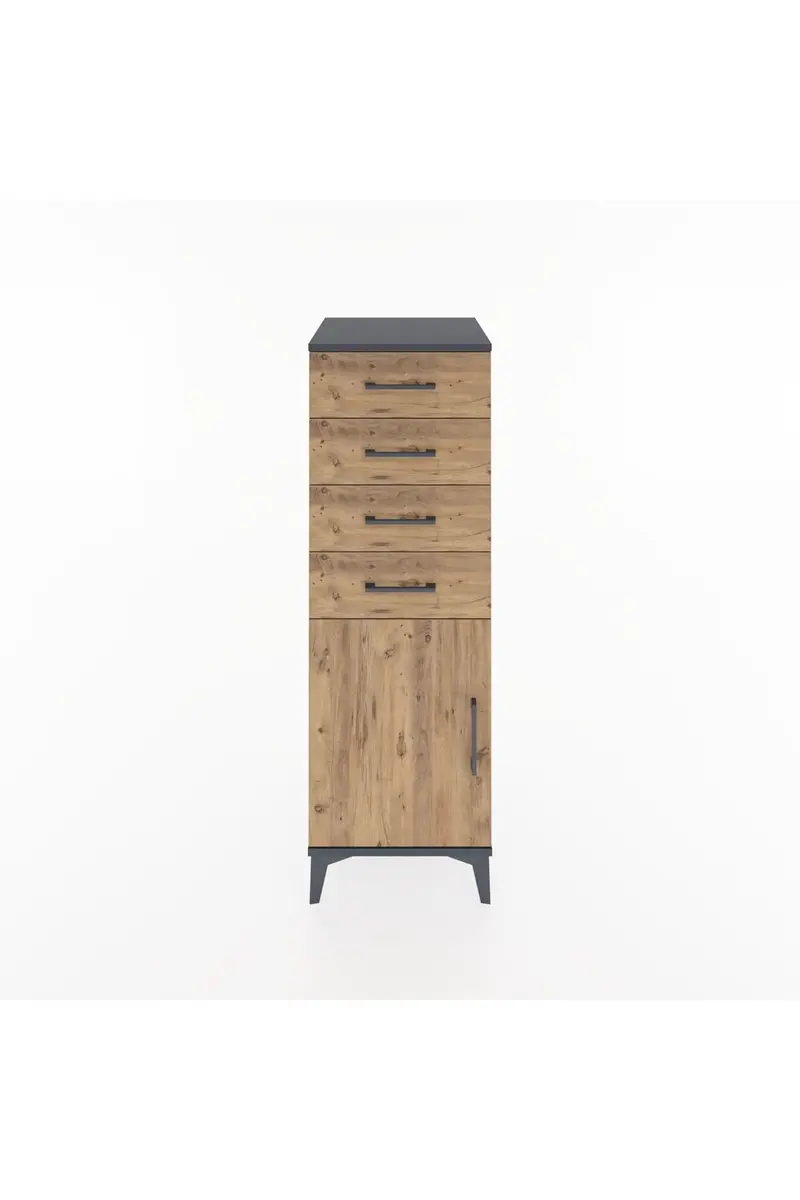 Hyperion Dolap Tek Raflı 4 Çekmeceli Tek Kapaklı 44x44x134
