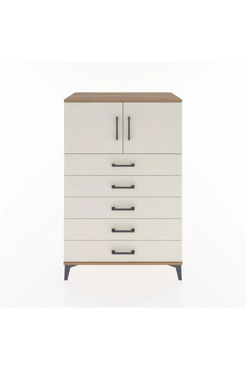 Hyperion Dolap Tek Raflı 5 Çekmeceli 2 Kapaklı 88x44x134