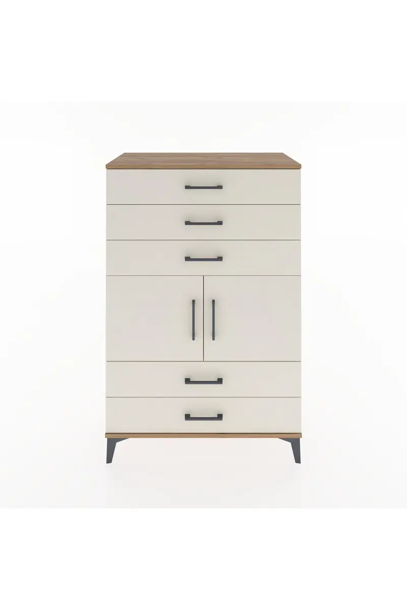 Hyperion Dolap Tek Raflı 5 Çekmeceli 2 Kapaklı 88x44x134