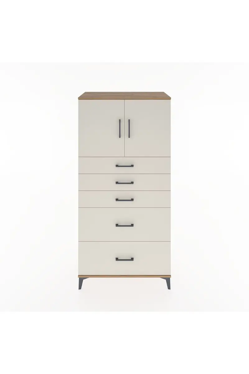Hyperion Dolap Tek Raflı 5 Çekmeceli 2 Kapaklı 88x44x182