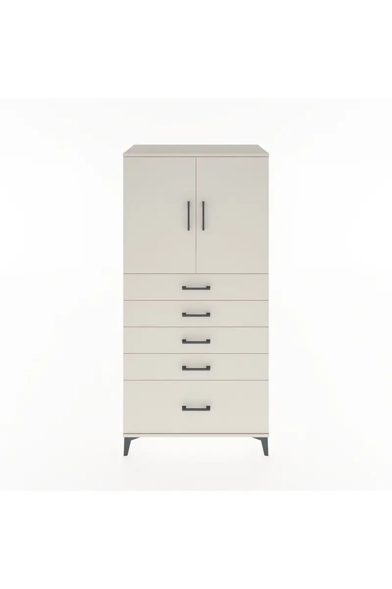 Hyperion Dolap Tek Raflı 5 Çekmeceli 2 Kapaklı 88x44x182