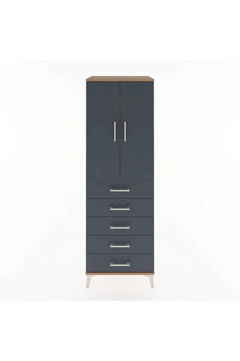 Hyperion Dolap Tek Raflı 5 Çekmeceli Tek Askılı 60x44x182