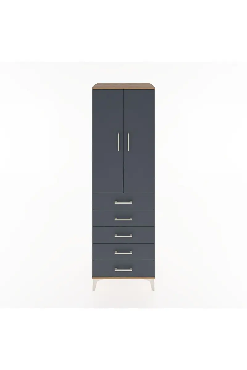 Hyperion Dolap Tek Raflı 5 Çekmeceli Tek Askılı 60x44x195