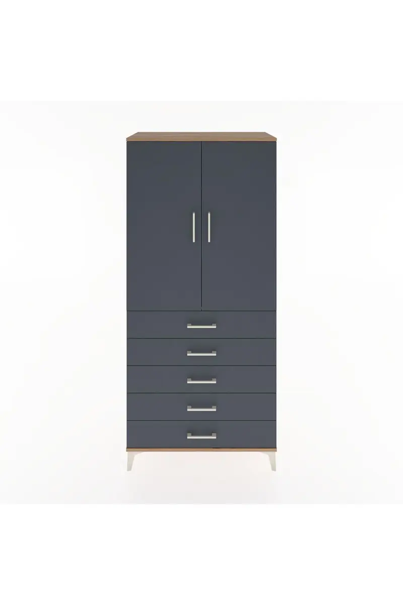 Hyperion Dolap Tek Raflı 5 Çekmeceli Tek Askılı 88x44x195