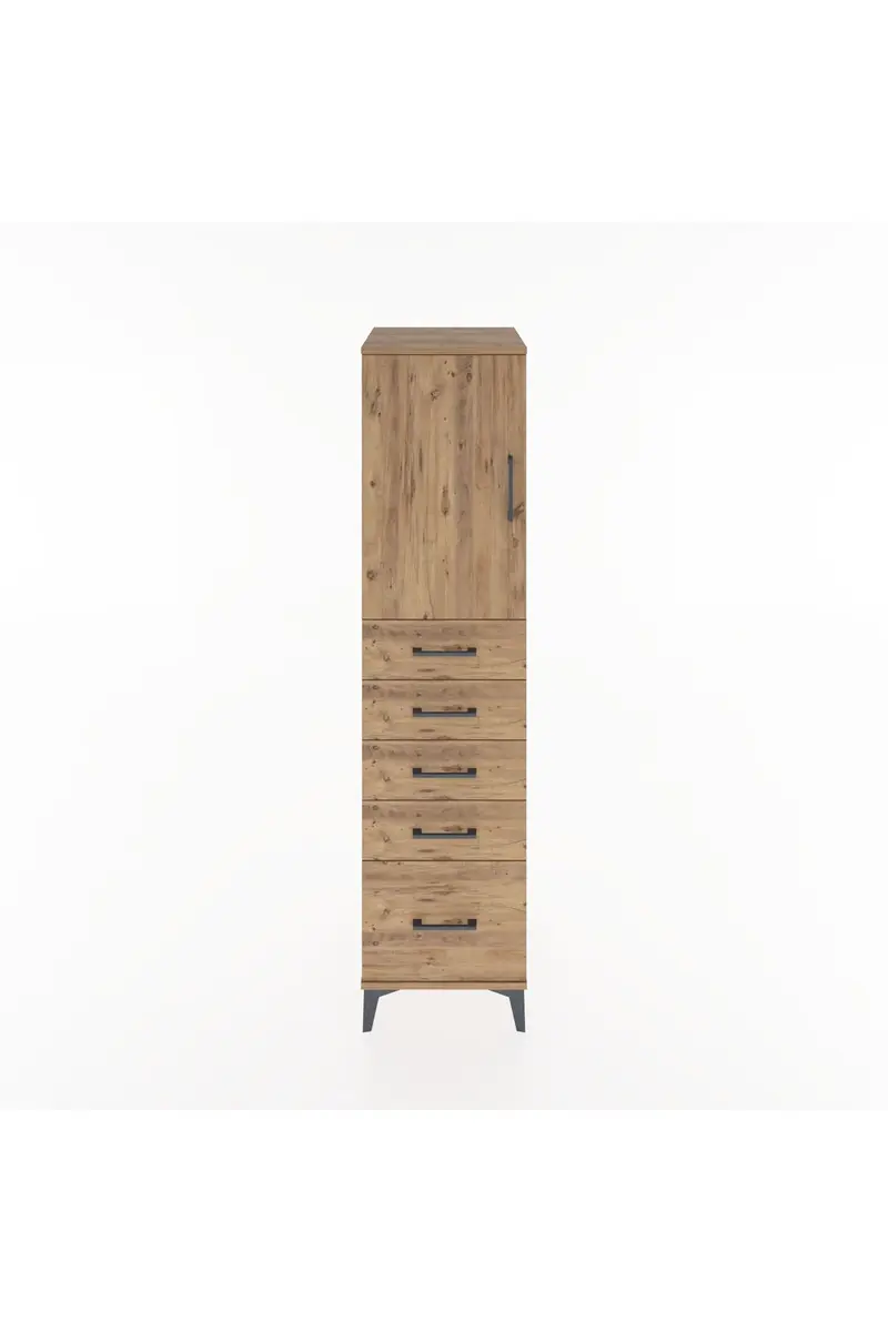 Hyperion Dolap Tek Raflı 5 Çekmeceli Tek Kapaklı 44x44x182