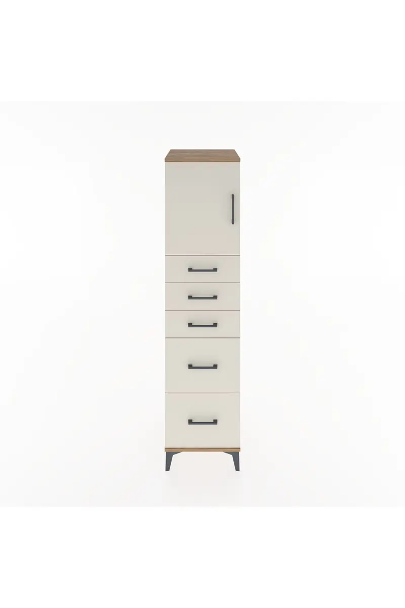 Hyperion Dolap Tek Raflı 5 Çekmeceli Tek Kapaklı 44x44x182