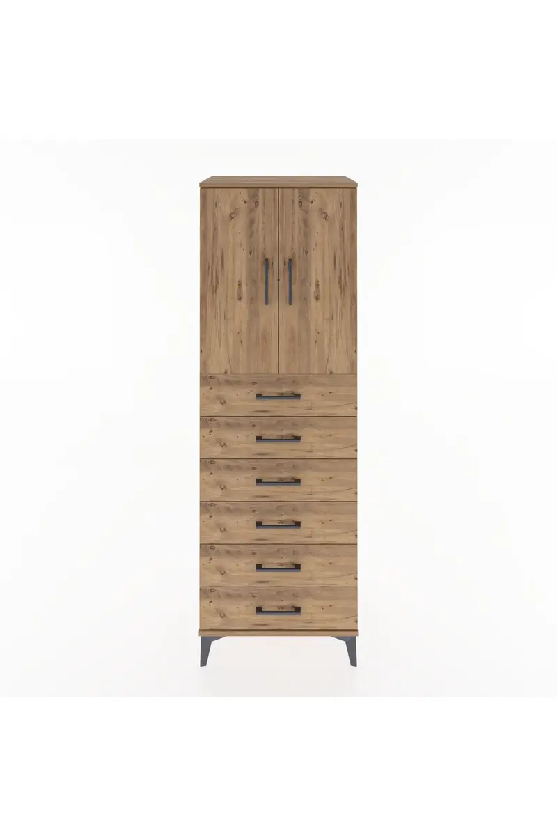 Hyperion Dolap Tek Raflı 6 Çekmeceli 2 Kapaklı 60x44x182