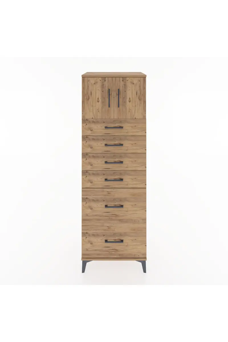 Hyperion Dolap Tek Raflı 6 Çekmeceli 2 Kapaklı 60x44x182