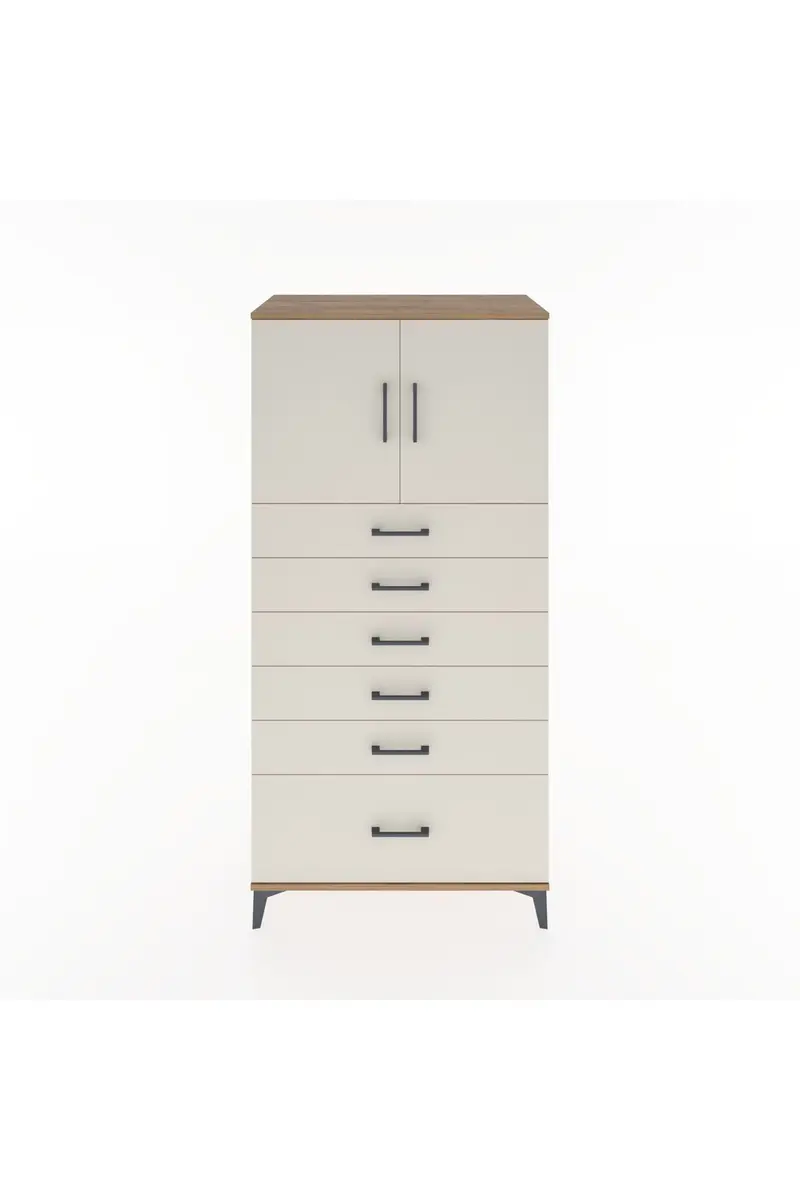 Hyperion Dolap Tek Raflı 6 Çekmeceli 2 Kapaklı 88x44x182