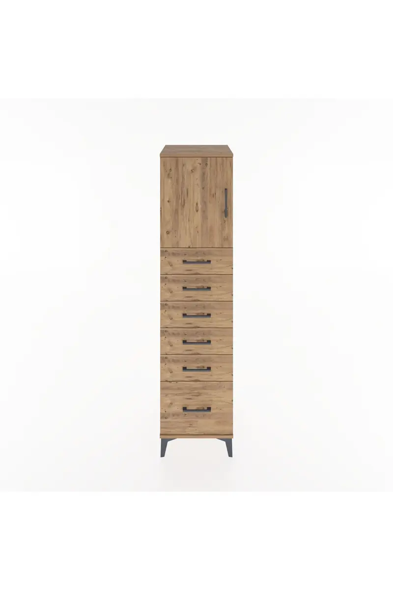 Hyperion Dolap Tek Raflı 6 Çekmeceli Tek Kapaklı 44x44x182