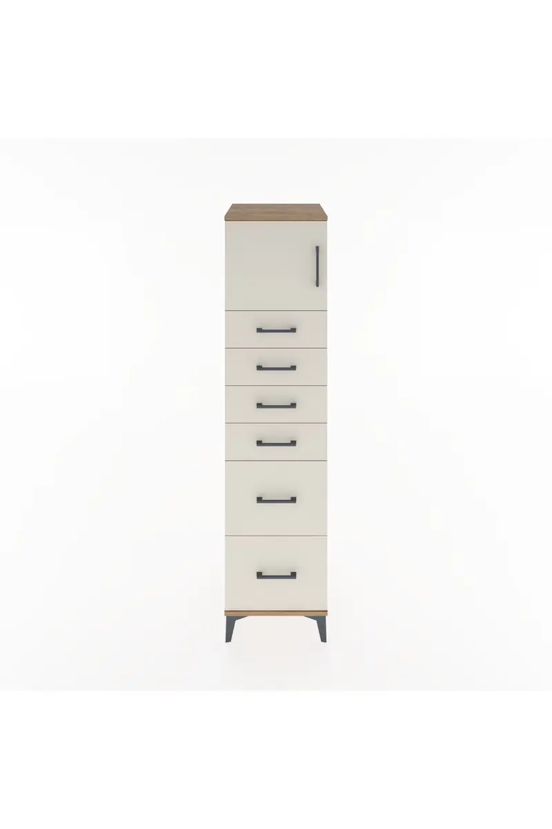 Hyperion Dolap Tek Raflı 6 Çekmeceli Tek Kapaklı 44x44x182