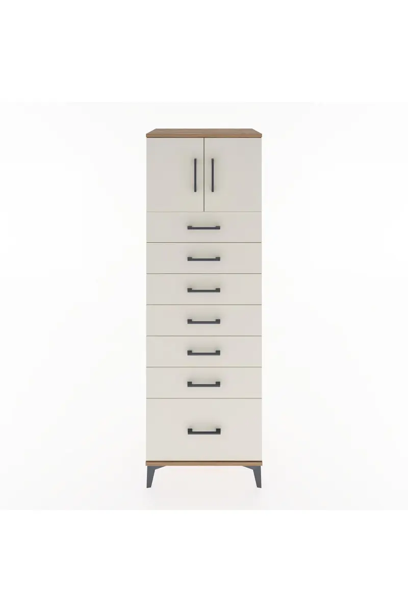 Hyperion Dolap Tek Raflı 7 Çekmeceli 2 Kapaklı 60x44x182