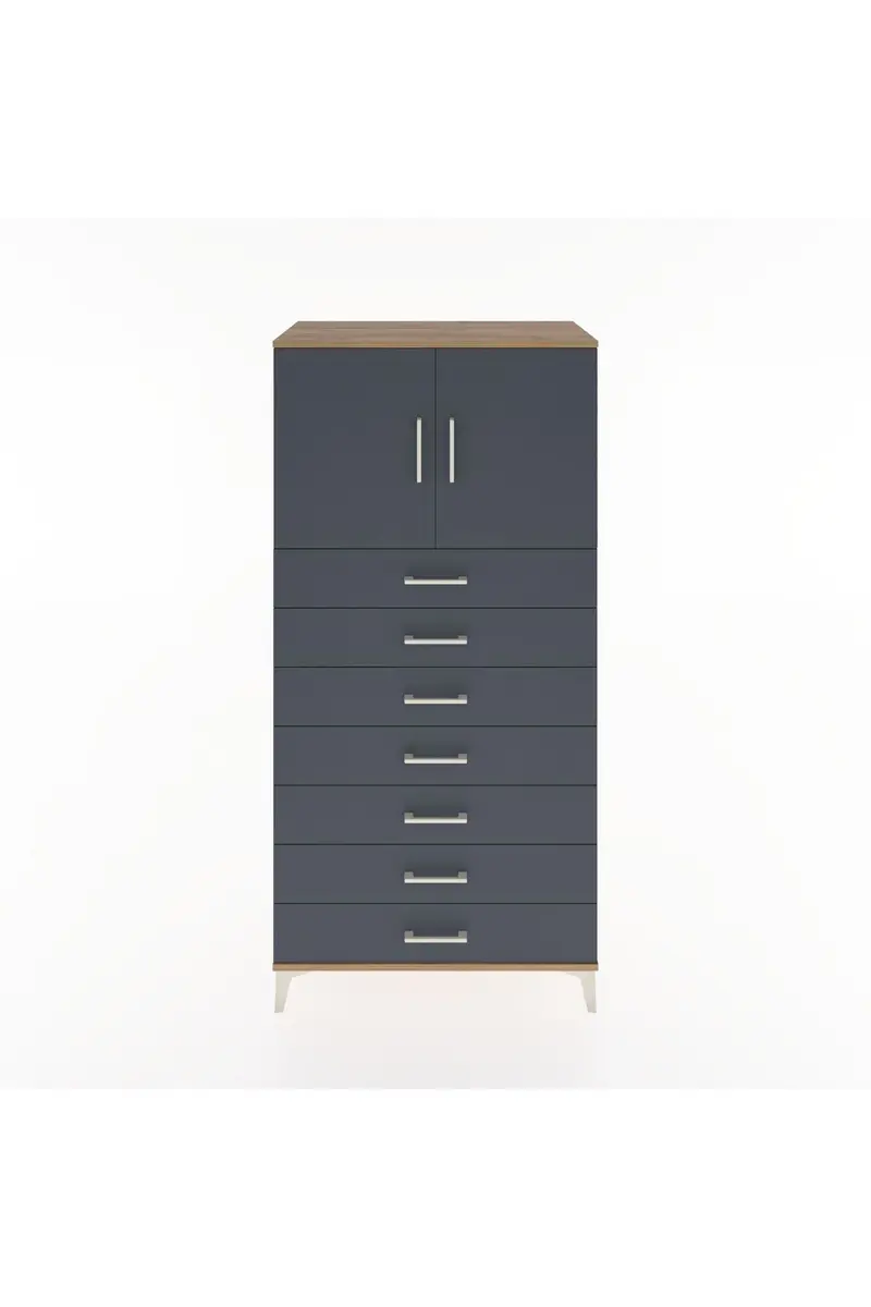 Hyperion Dolap Tek Raflı 7 Çekmeceli 2 Kapaklı 88x44x182