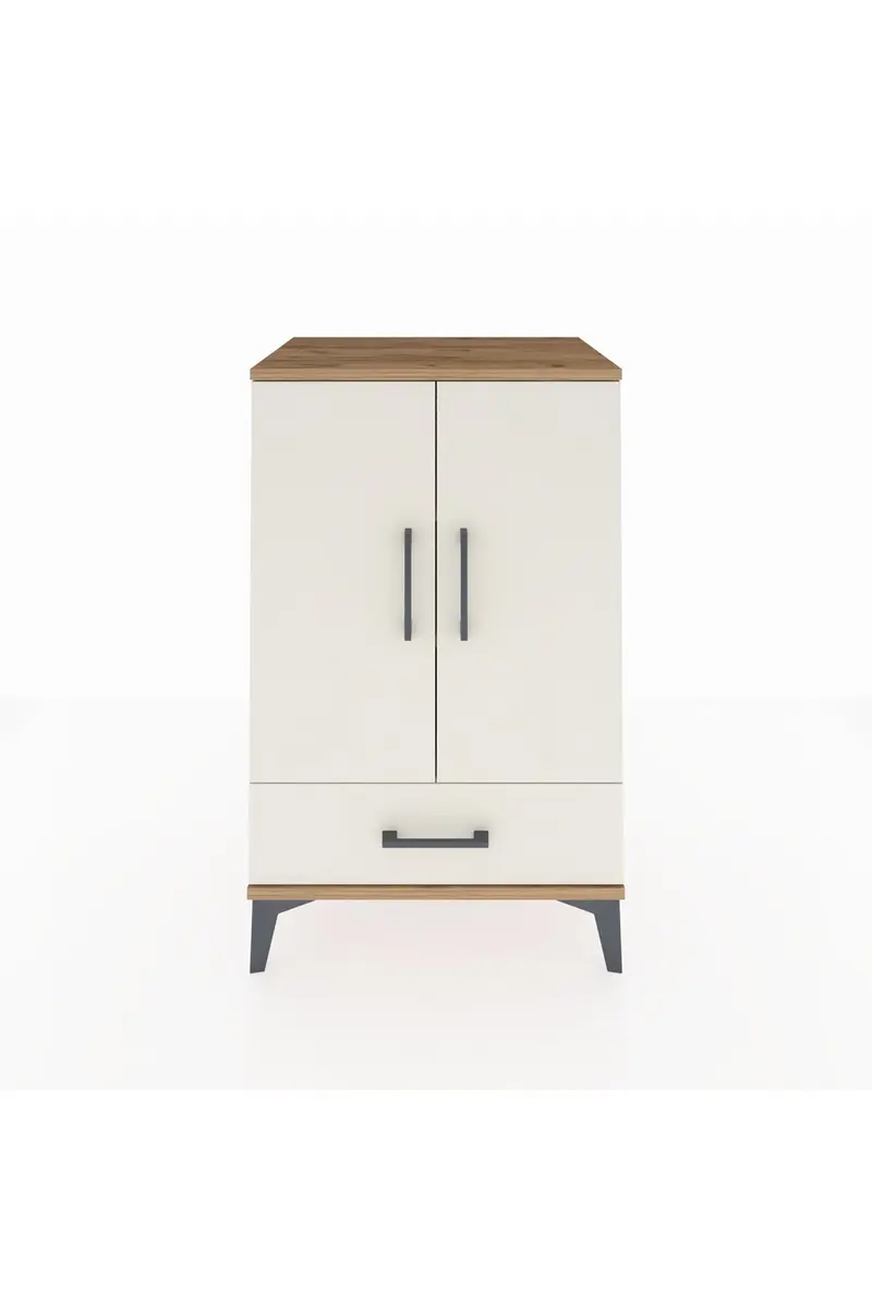 Hyperion Komodin 3 Raflı Tek Çekmeceli 2 Kapaklı 60x44x96