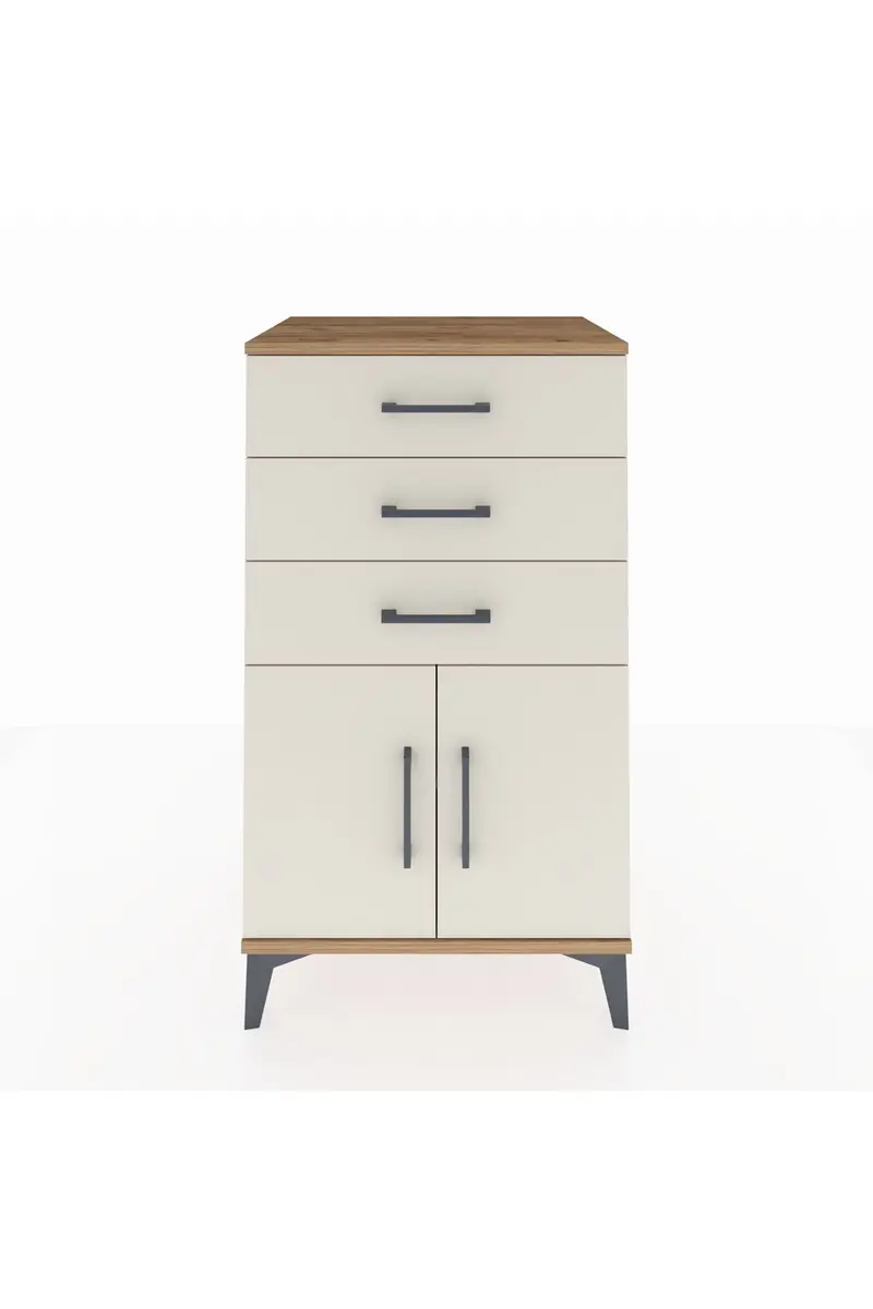 Hyperion Komodin Tek Raflı 3 Çekmeceli 2 Kapaklı 60x44x106