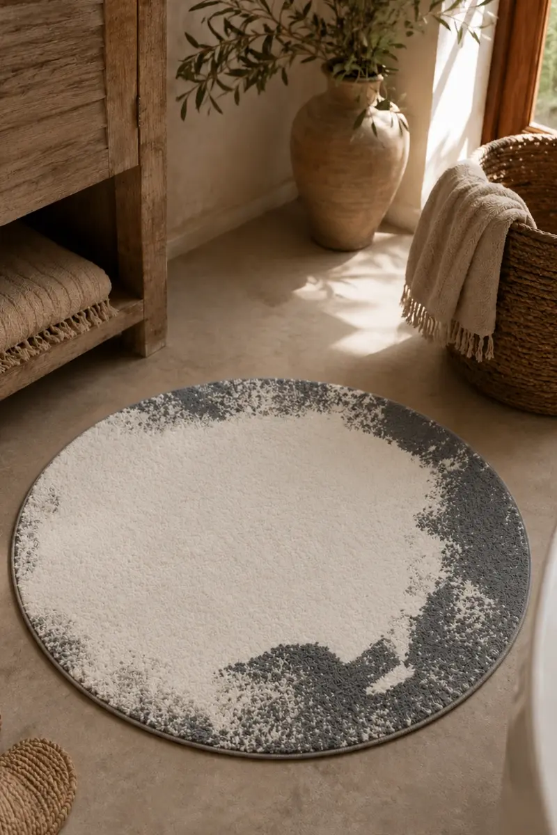 Hypnos Yuvarlak Banyo Paspası 70x70 Koyu Gri