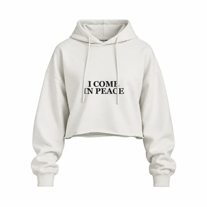 I Come in Peace Oversize Crop Hoodie