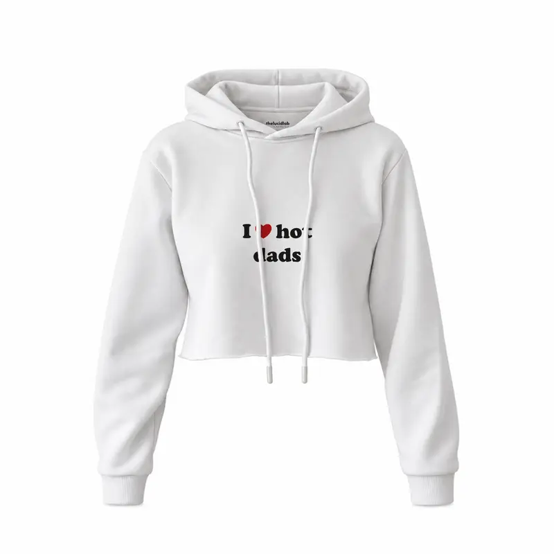 I Love Hot Dads Crop Hoodie