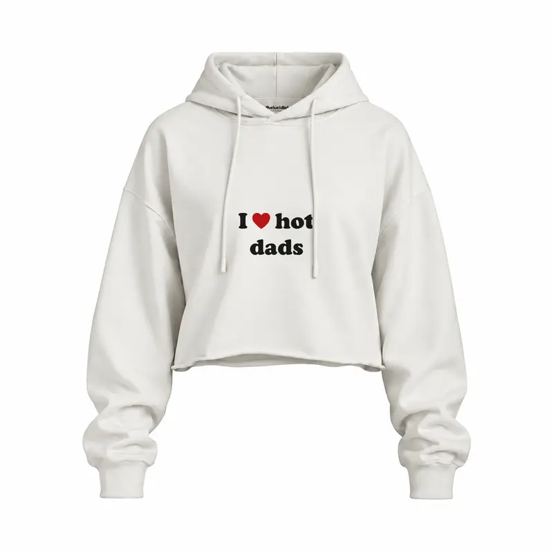 I Love Hot Dads Oversize Crop Hoodie