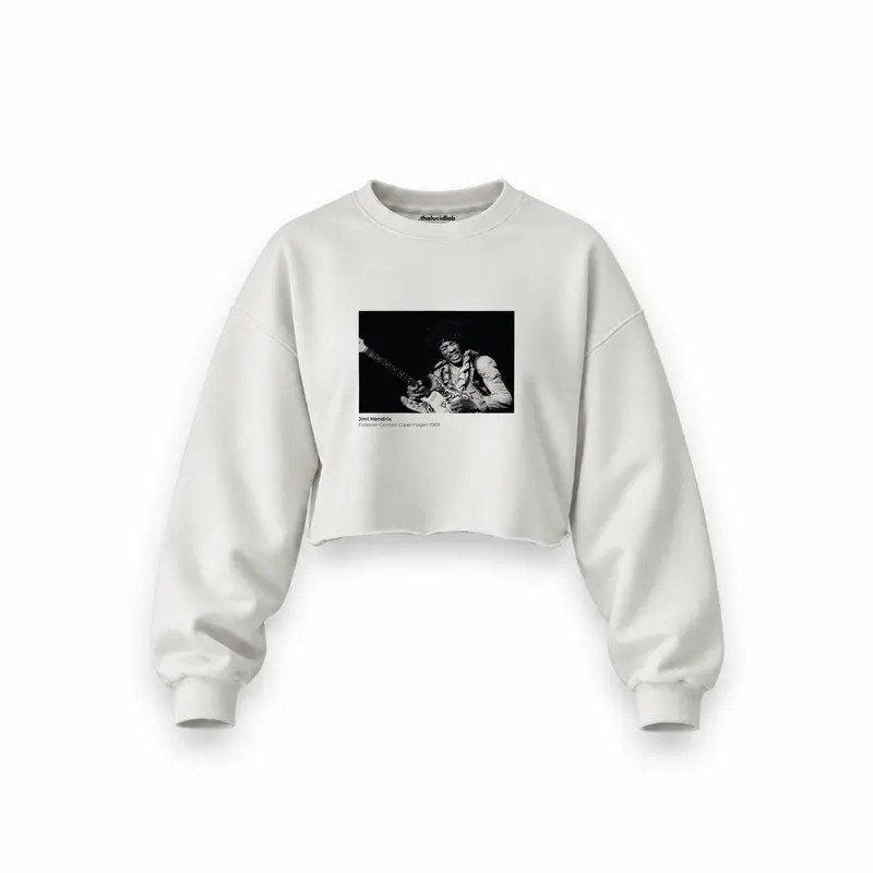 Jimi Hendrix Falkoner Centret Copenhagen 1969 Oversize Crop Sweatshirt