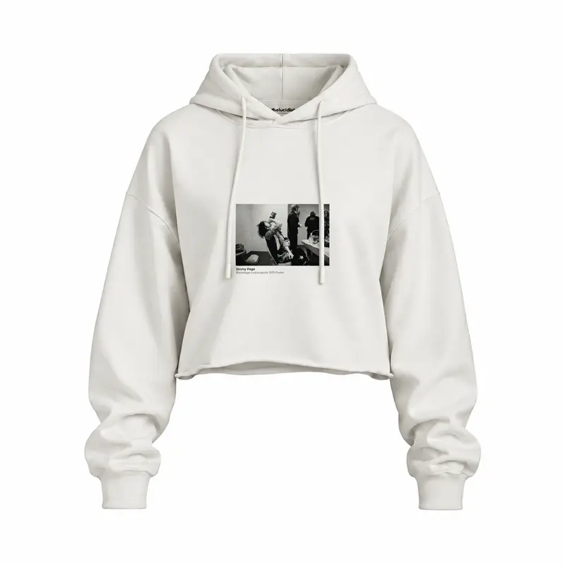 Jimmy Page Backstage Indianapolis 1975 Oversize Crop Hoodie