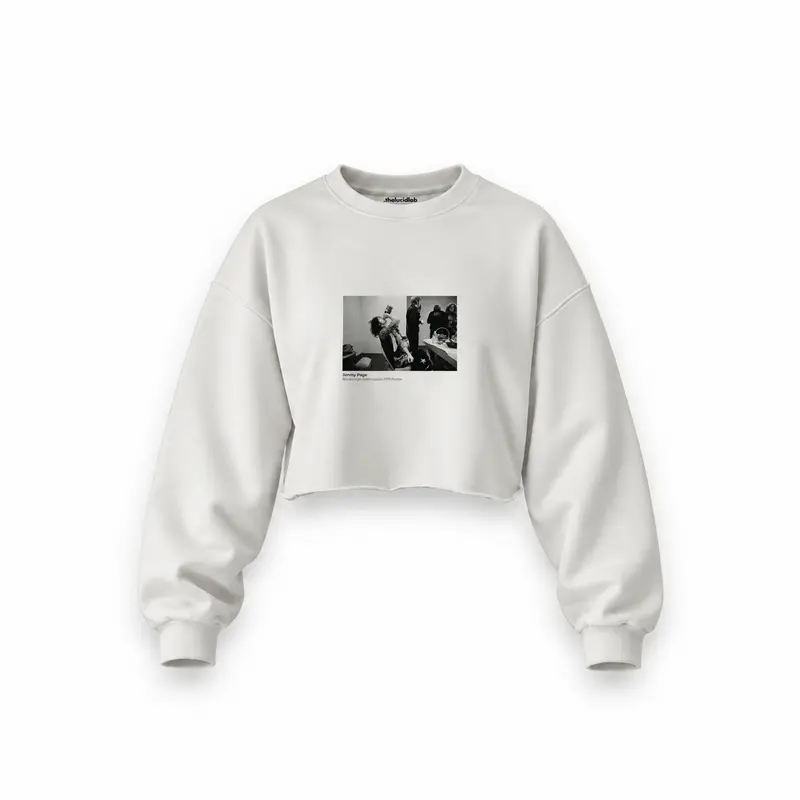 Jimmy Page Backstage Indianapolis 1975 Oversize Crop Sweatshirt