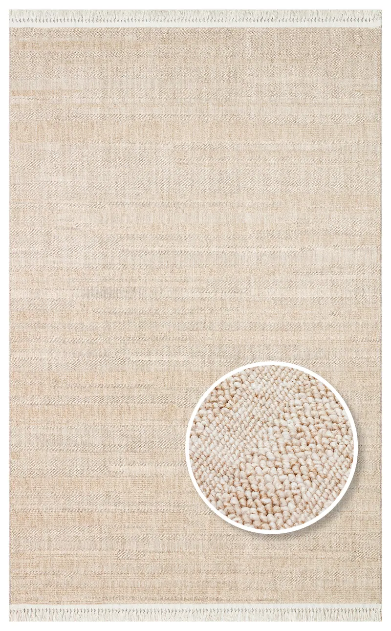 JOY 01 Bej -  Hav Toz Vermeyen Yumuşak dokulu Modern Makine Halısı