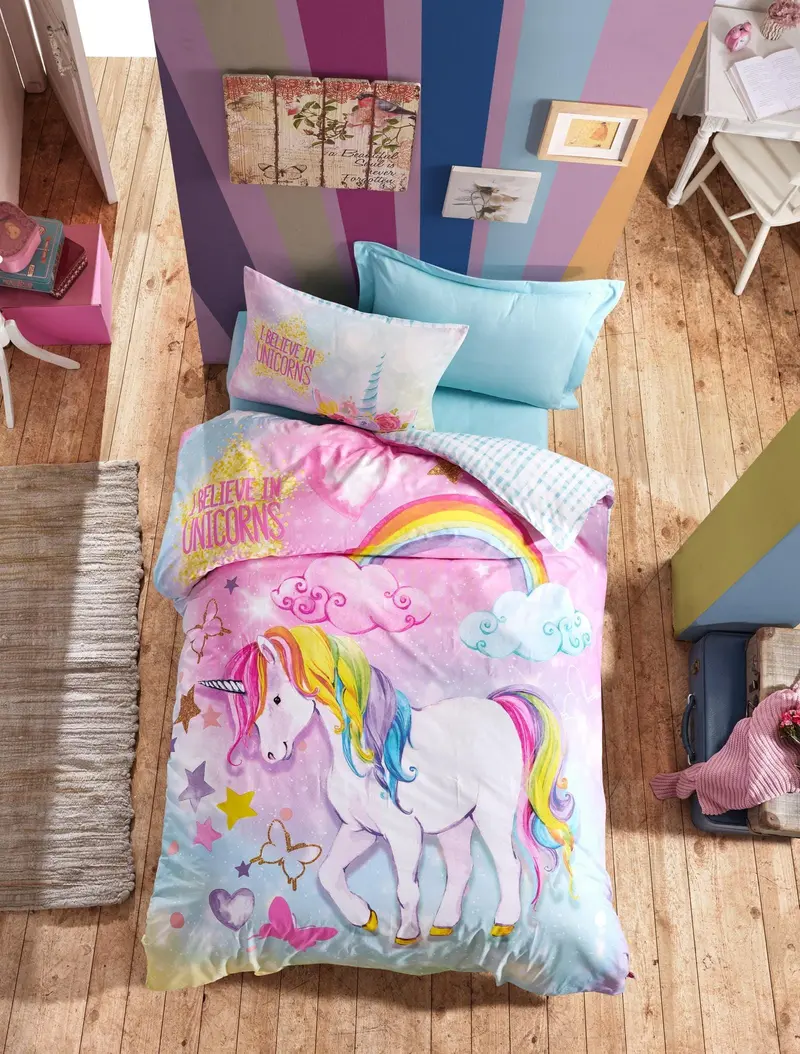 Junior Genç Ranforce Nevresim Takımı Tek Kişilik Dream Mint