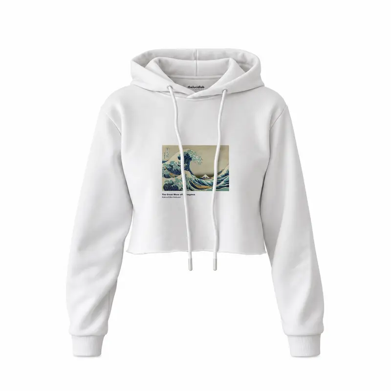 Kanagawa Oki Nami Ura Crop Hoodie