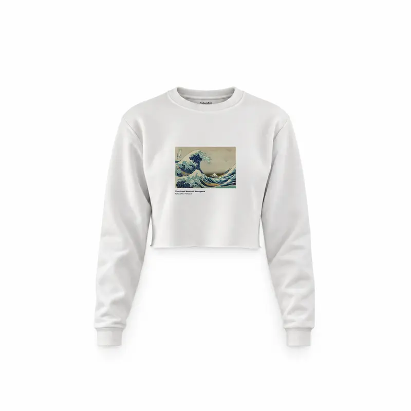 Kanagawa Oki Nami Ura Crop Sweatshirt