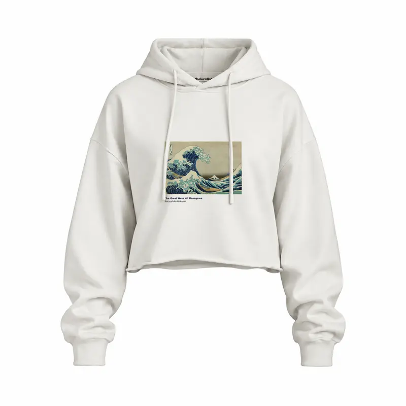 Kanagawa Oki Nami Ura Oversize Crop Hoodie