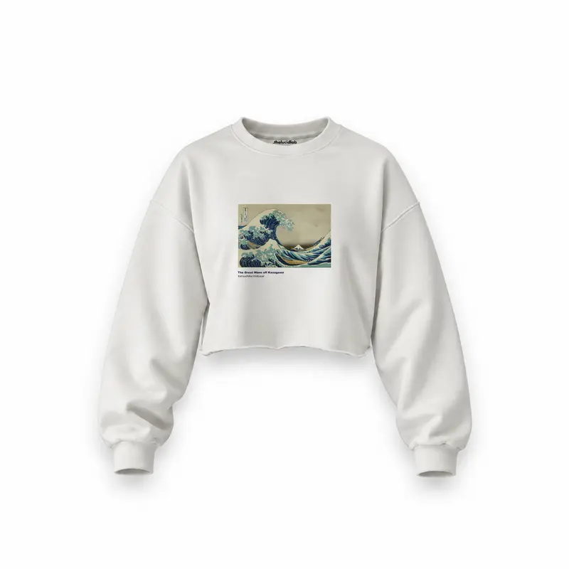 Kanagawa Oki Nami Ura Oversize Crop Sweatshirt
