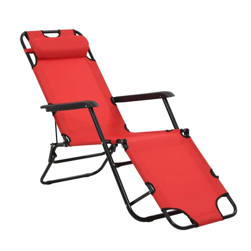 Katlanır Şezlong Sandalye 153x60x75 cm Kırmızı