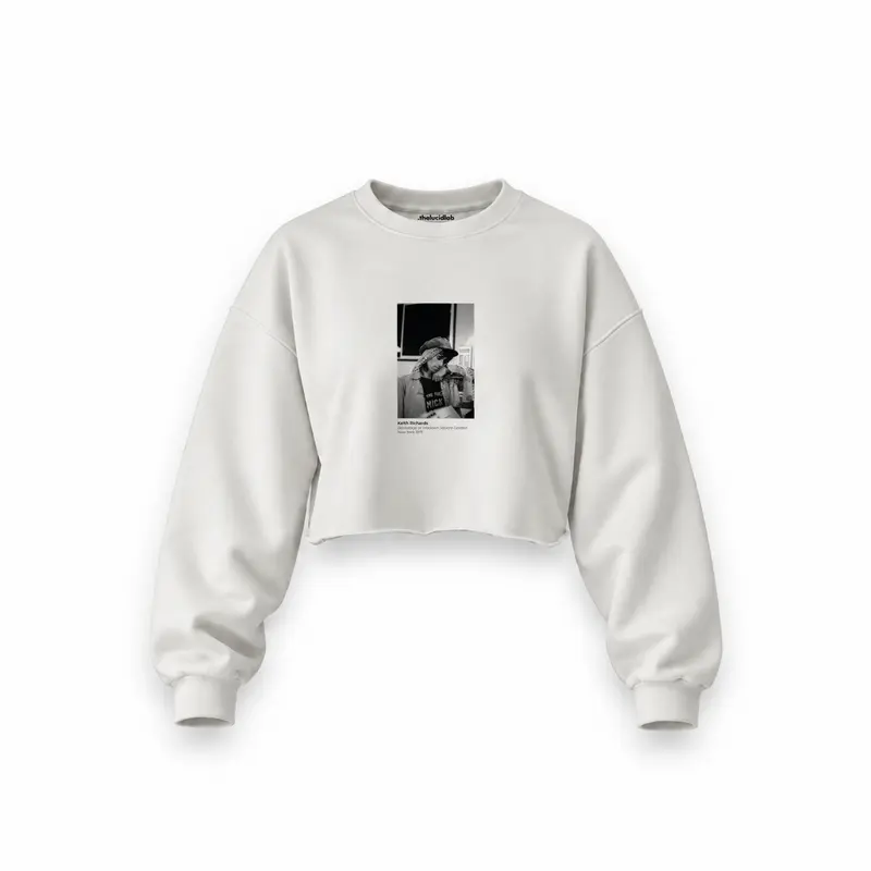 Keith Richards backstage at Madison Square Garden New York 1975 Oversize Crop Sweatshirt