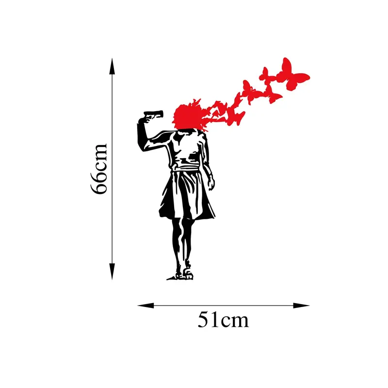 Kelebek Kız Stencil Metal Duvar Panosu - Siyah