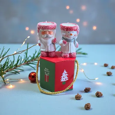 Kendi Özel Yeni Yıl Konseptli Kutusunda 2'li Mum Biblo 6x10 Cm